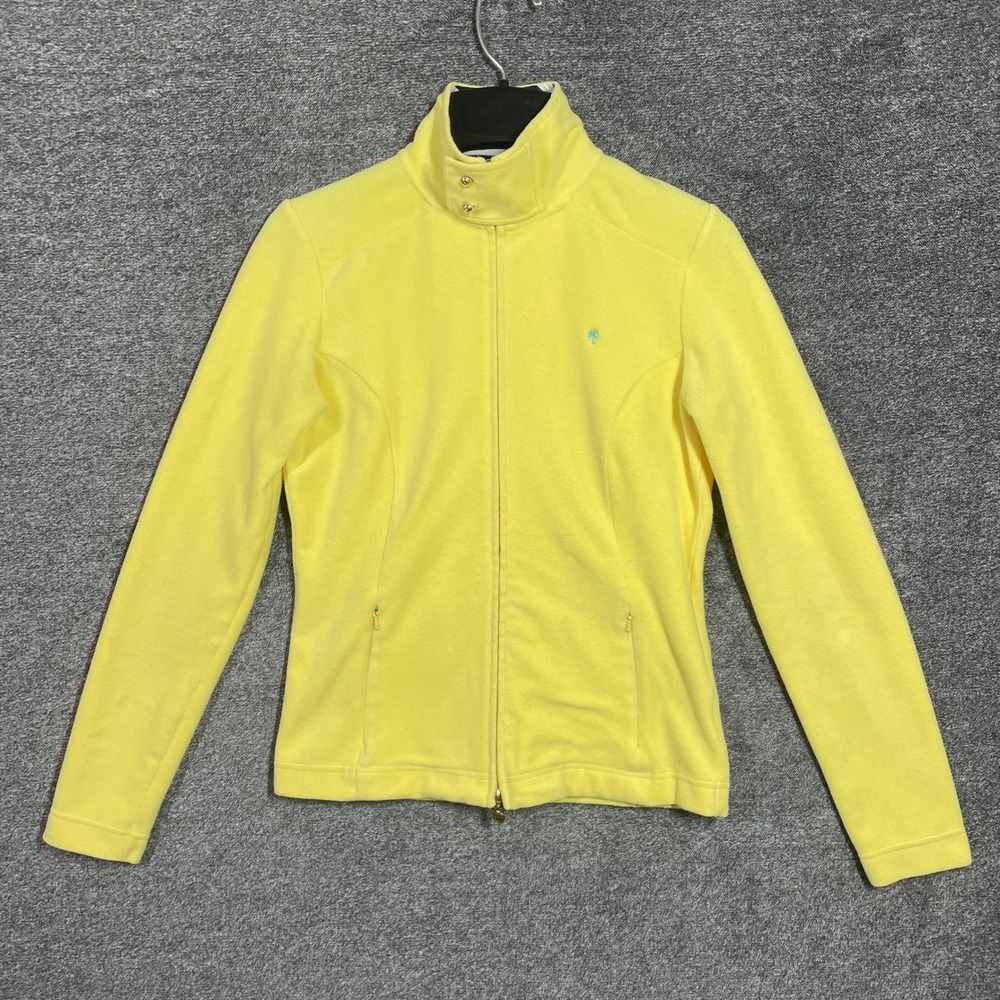 Lilly Pulitzer Sweater Womens XS Yellow Fleece Full Zip Jacket Zebra Print